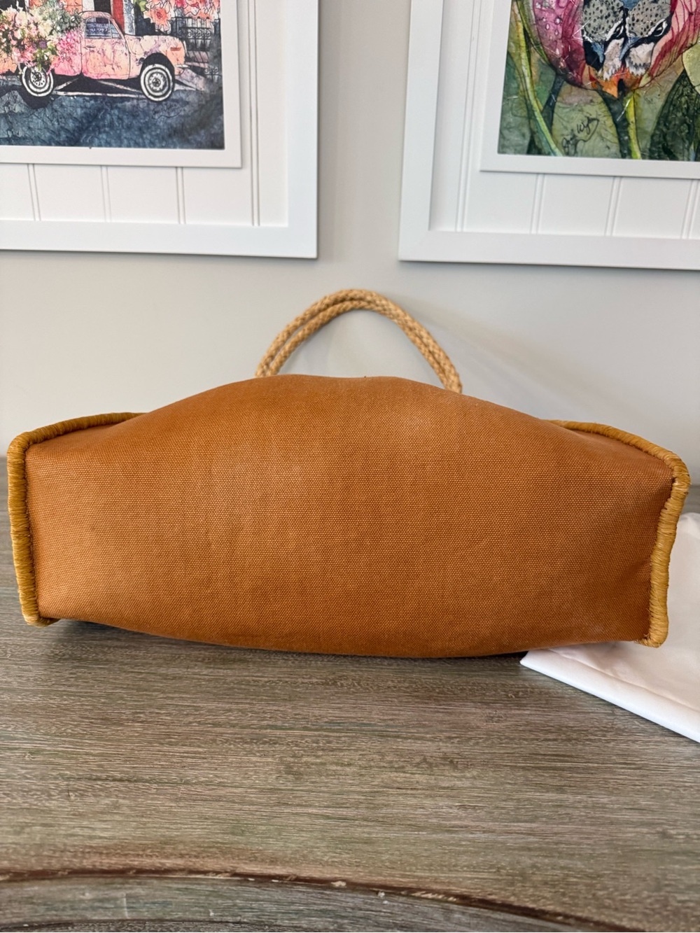 Bondi Beach Bag Co. Australia Woven Raffia & Canvas Tote Bag - Picture 3 of 10